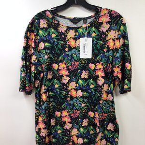NWT Ted Baker Black Donisha Printed Floral Top Size 2(US Size 6)